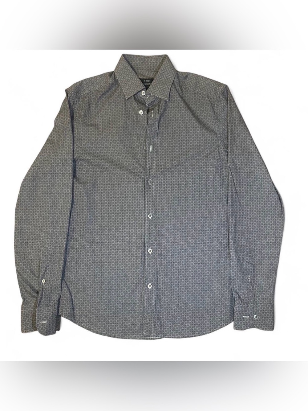 Z Zegna Men's Gray Micro-Pattern Dress Shirt